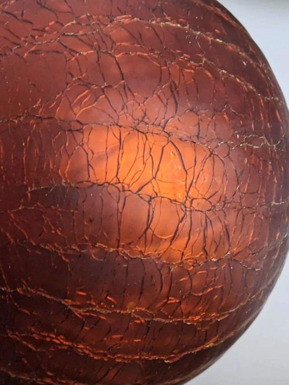 Vintage Brownish Red Crackle Mercury Glass Ornament Ball 3.75